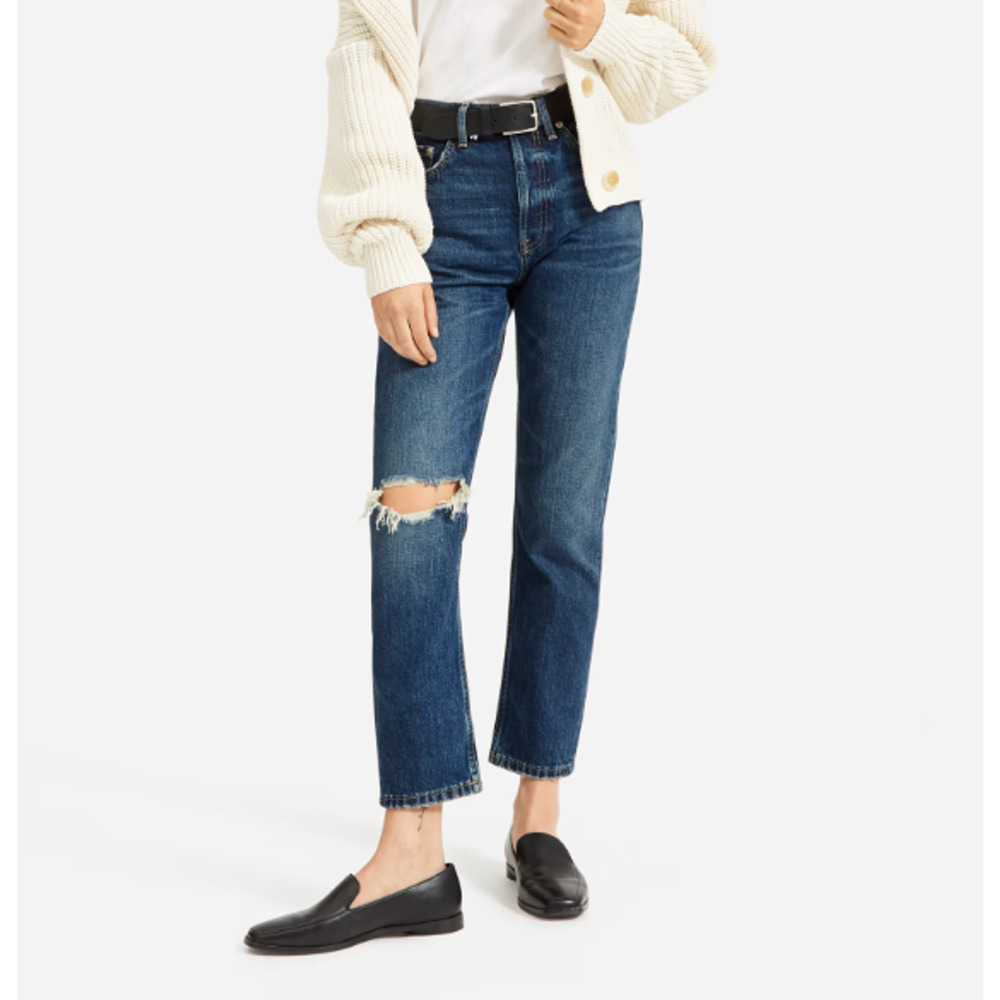 Everlane The Cheeky High Rise Button Fly Jean Dark Wash Size 24 Crop